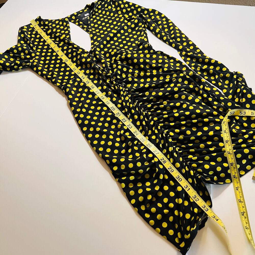 Le Superbe Elastica Polka Dot Ruched Long Sleeves Dress Size Medium - Picture 8 of 10